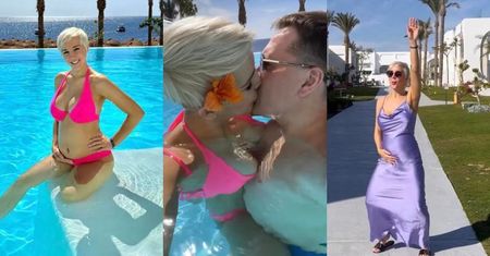Ciężarna Lil Masti relacjonuje wakacje w Egipcie: sesja zdjęciowa w bikini, amory z ukochanym w basenie (ZDJĘCIA)