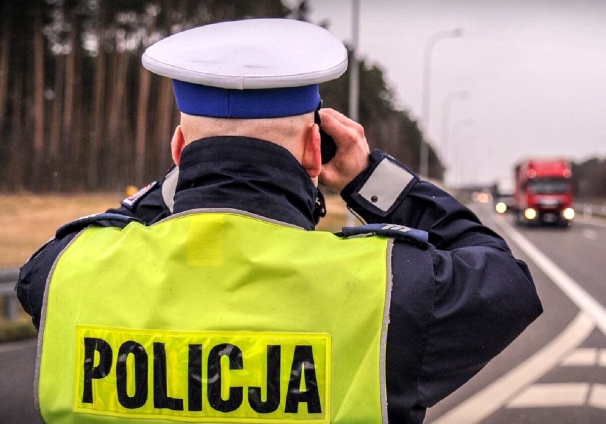 policjant, lornetka, droga