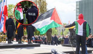 Incydent pod pomnikiem Bohaterów Getta. Pojawiła się flaga Palestyny