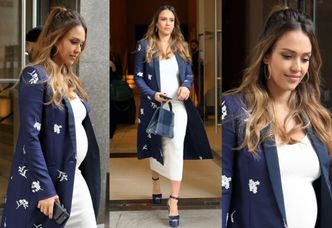 Ciężarna Jessica Alba w płaszczu za 12 tysięcy