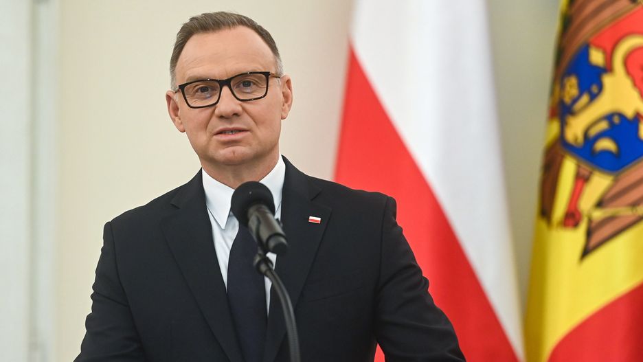 Warszawa, 08.07.2025. Prezydent RP Andrzej Duda na wspólnej konferencji prasowej z prezydentem Mołdawii Maią Sandu po spotkaniu w Pałacu Prezydenckim w Warszawie, 8 bm. (ad) PAP/Piotr Nowak