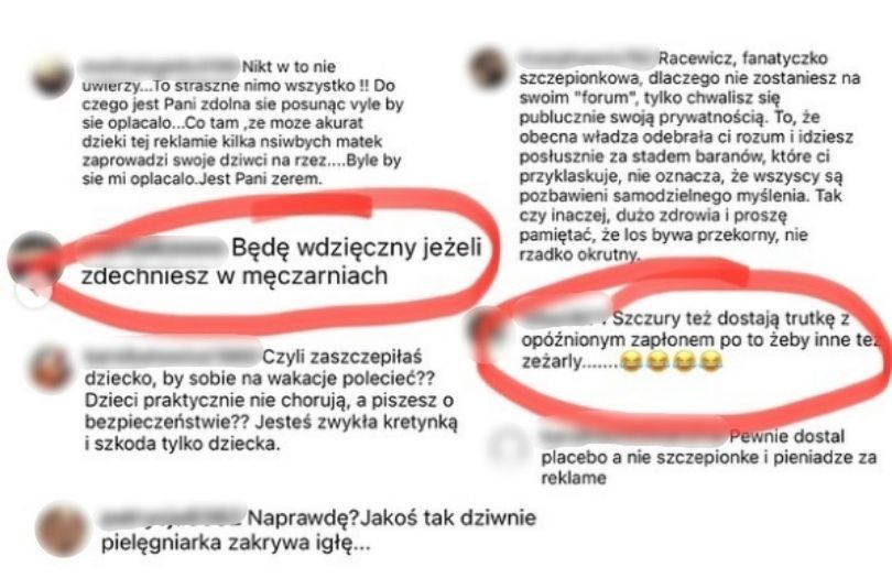 Joanna Racewicz prezentuje niewybredne komentarze internautów