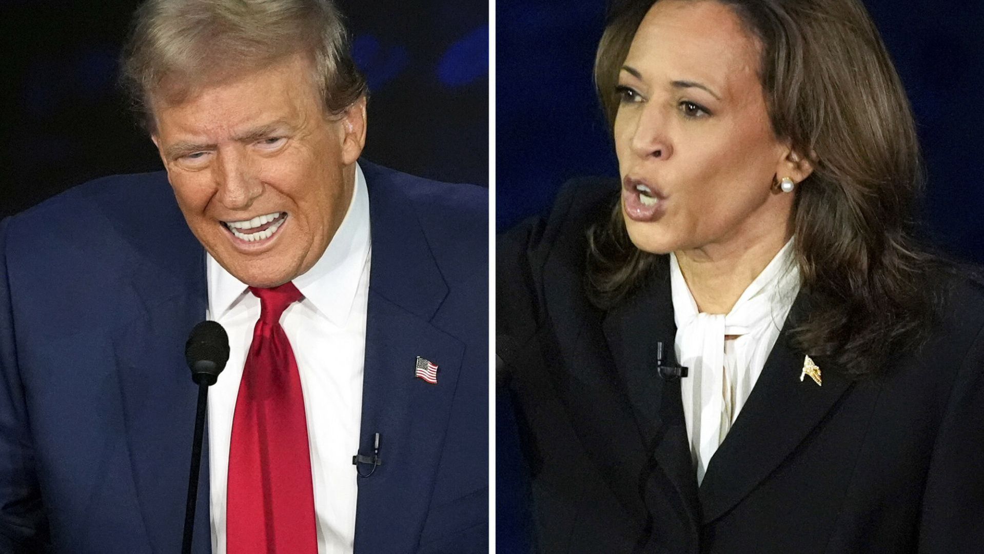 Donald Trump i Kamala Harris podczas debaty prezydenckiej
