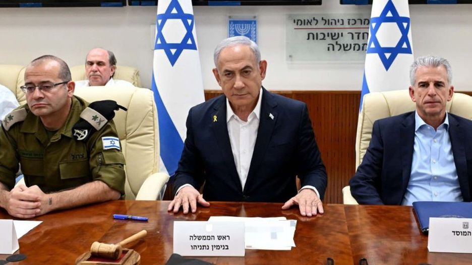 Israeli Prime Minister Netanyahu holds a meeting with the Security Cabinet
JERUSALEM - OCTOBER 01: (----EDITORIAL USE ONLY  MANDATORY CREDIT - 'AVI OHAYON / GPO / HANDOUT' - NO MARKETING NO ADVERTISING CAMPAIGNS - DISTRIBUTED AS A SERVICE TO CLIENTS----) Israeli Prime Minister Benjamin Netanyahu (C) holds a meeting with the Security Cabinet after Iran's missile attacks on Israel in West Jerusalem on October 01, 2024. Director of the Mossad David Barnea (R) also attended the meeting. (Photo by Avi Ohayon (GPO) / Handout/Anadolu via Getty Images)
Anadolu
netenyahu, political, iran's missile attacks, security cabinet