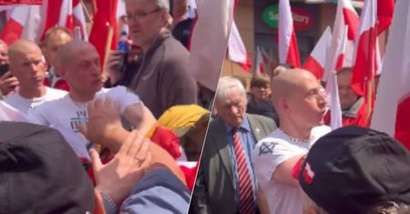 Neonaziści na marszu Nawrockiego. Interweniowała policja