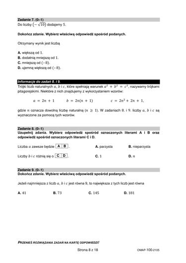 Egzamin ósmoklasisty z matematyki 2021