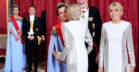 Królowa Letycja i Brigitte Macron "walczą" o tytuł "najmodniejszej" na balu w pałacu. Która wygrała? (ZDJĘCIA)