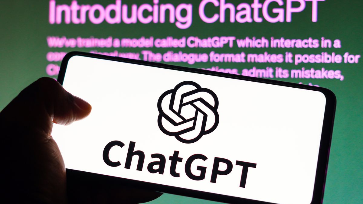 BRAZIL - 2023/04/05: In this photo illustration, the ChatGPT logo is seen displayed on a smartphone and the page introducing ChatGPT on the background. (Photo Illustration by Rafael Henrique/SOPA Images/LightRocket via Getty Images)