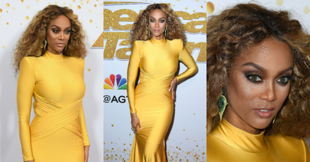 Naciągnięta Tyra Banks straszy w sukience za prawie 8 tysięcy