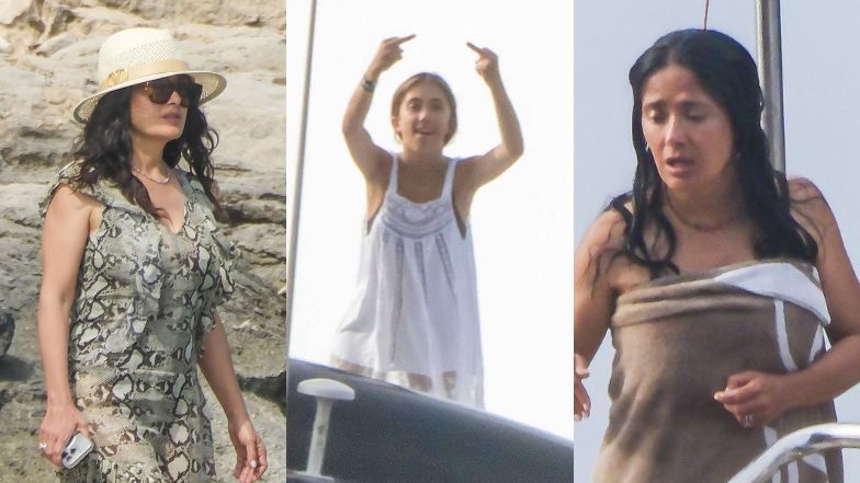 Salma Hayek dokazuje z rodzinką na jachcie w Hiszpanii