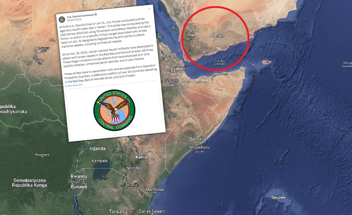  Ponowny atak Amerykanów. Uderzyli w cele Huti w Jemenie