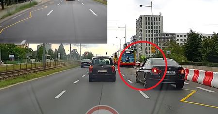 Kierowca BMW pędził prawym pasem. Nagle autobus "wyrósł" mu przed maską