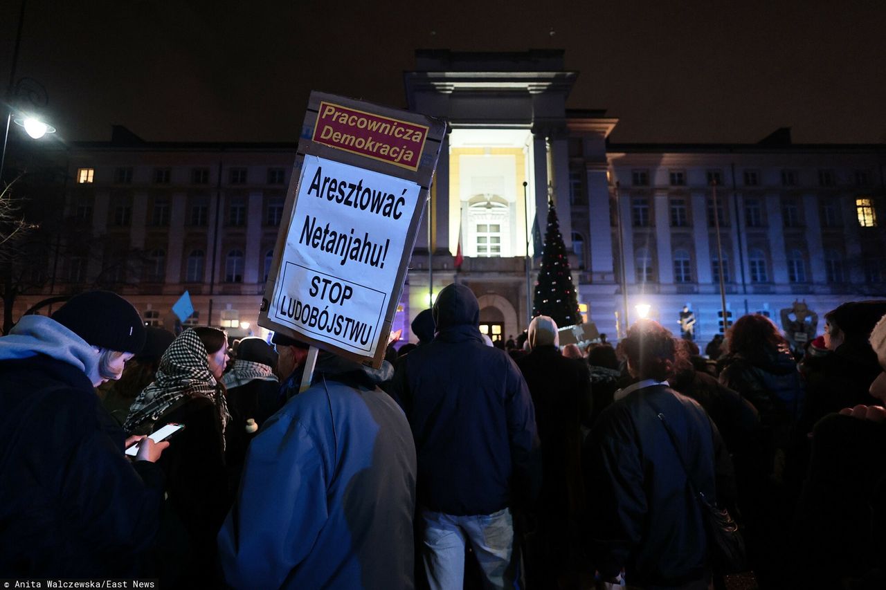 "Aresztować Netanjahu". Protest w Warszawie po decyzji rządu