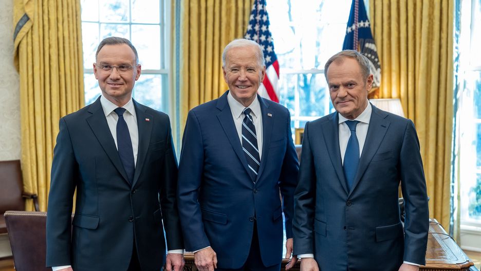 Prezydent RP Andrzej Duda, prezydent USA Joe Biden i premier RP Donald Tusk
