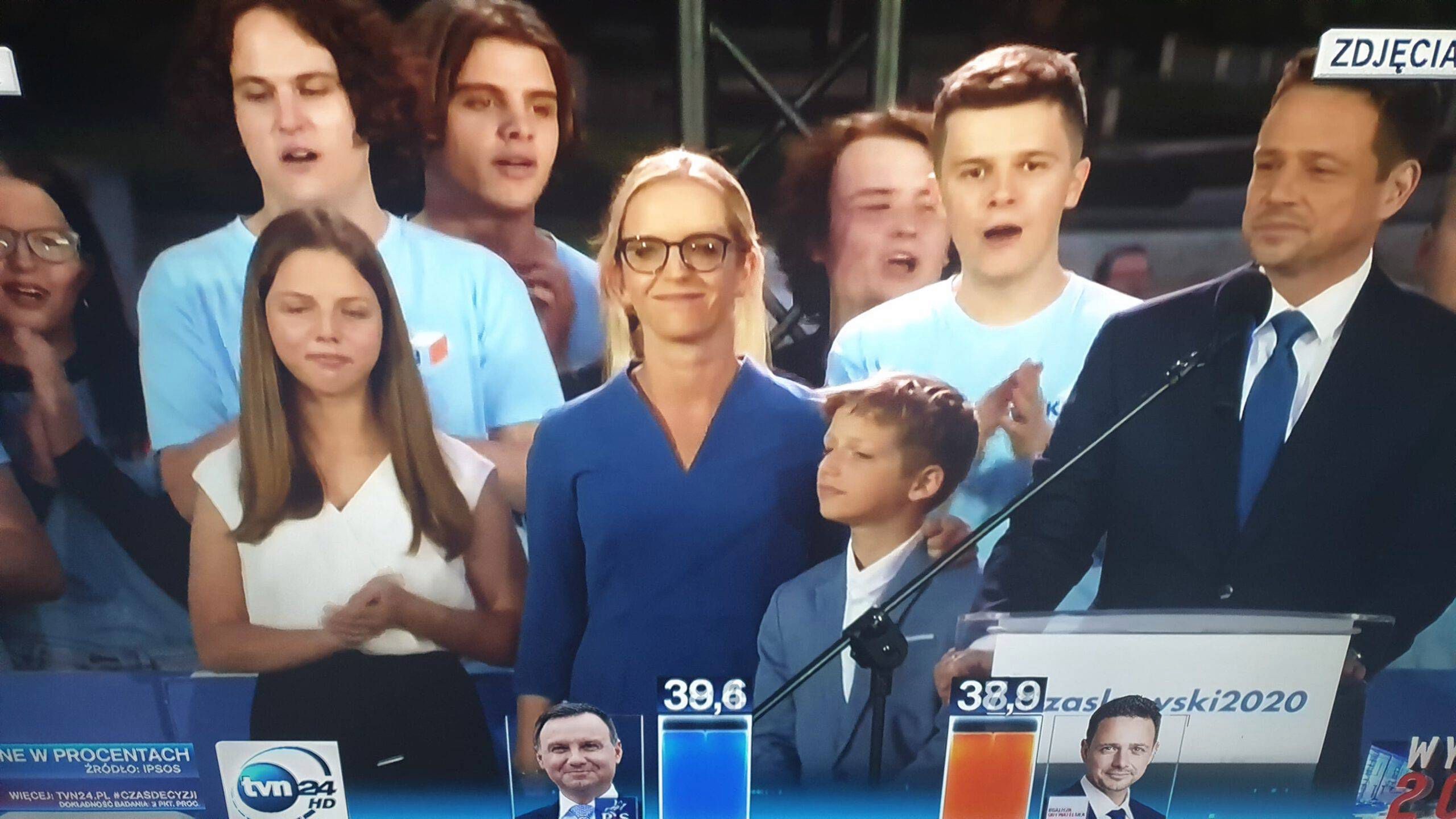 Rafał Trzaskowski, wieczór wyborczy - screen TVN24
