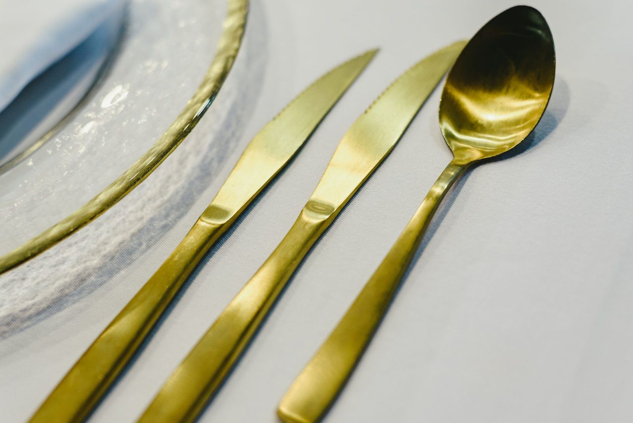 Luxury gold cutlery ideal for business meals or special occasions at Christmas.