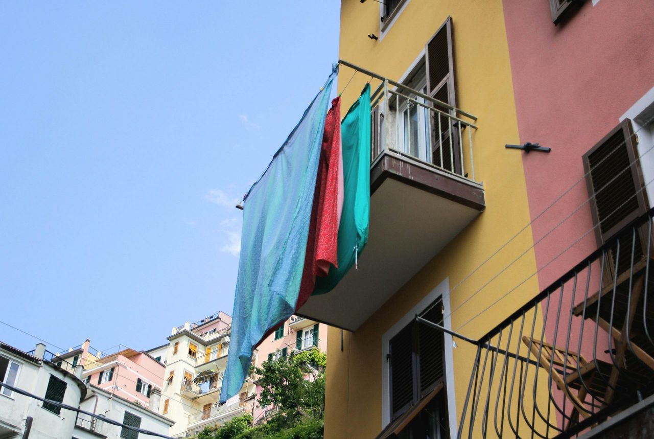 Drying clothes on the balcony