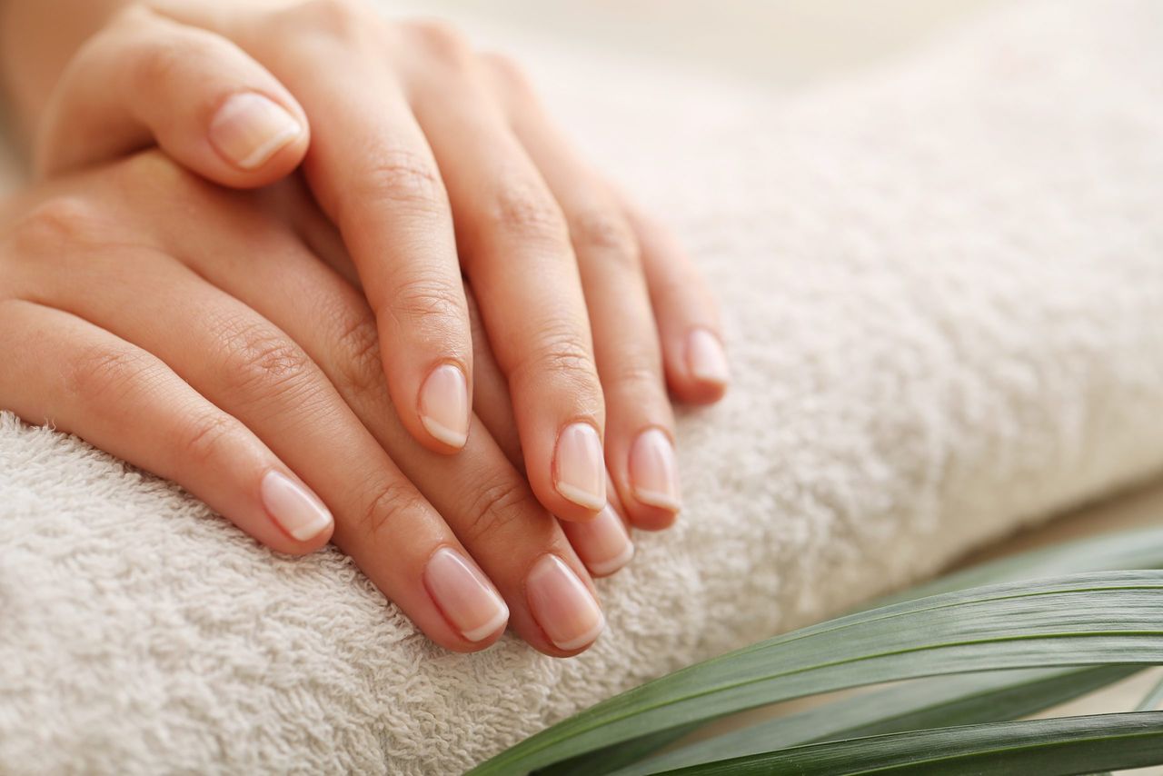 Skin care. Hands in close-up