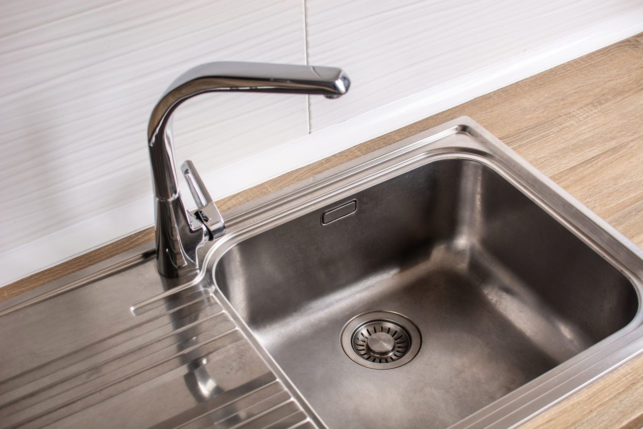 Chrome kitchen sink