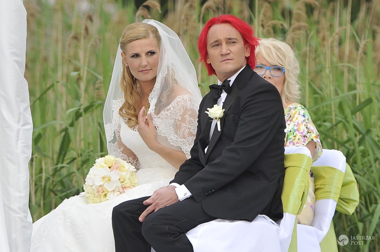 Suknia ślubna: Marta Grycan. Dominika Tajner i Michał Wiśniewski. Ślub w 2012 r. (fot. AKPA)