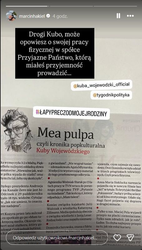 Marcin Hakiel stanął w obronie partnerki 