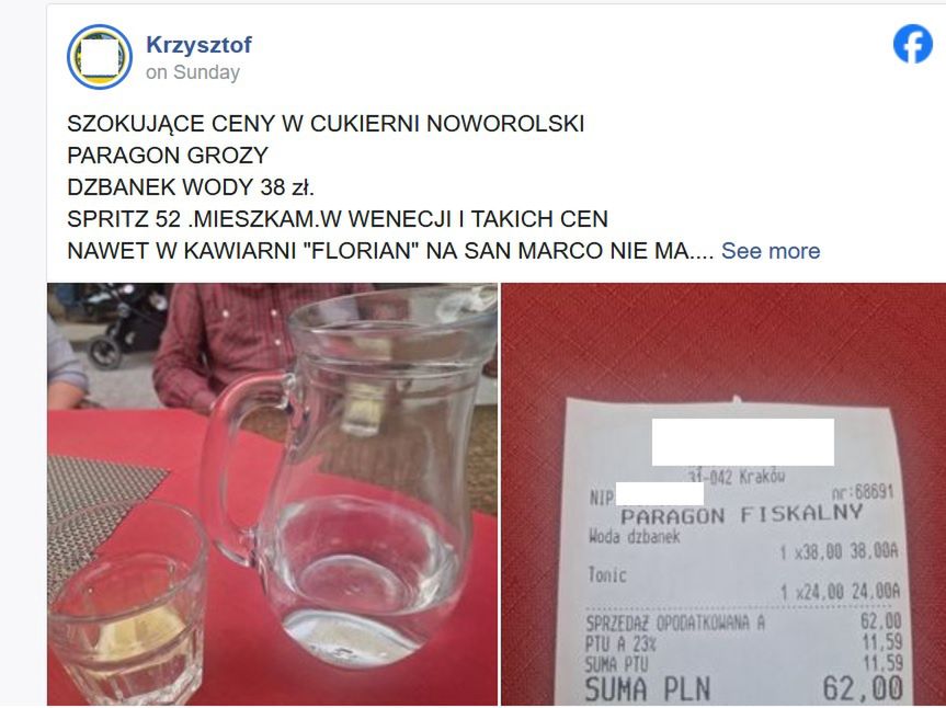 Cena wody zszokowała pana Krzysztofa 