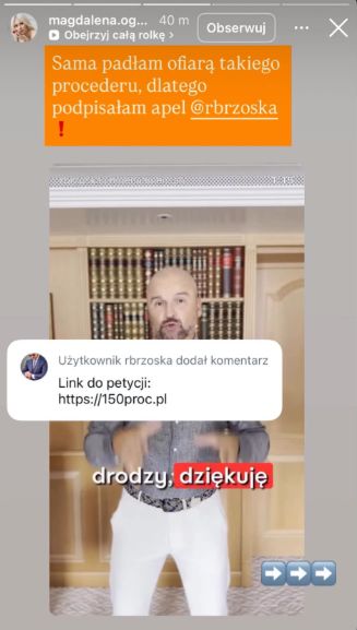 Relacja Magdaleny Ogórek na Instagramie