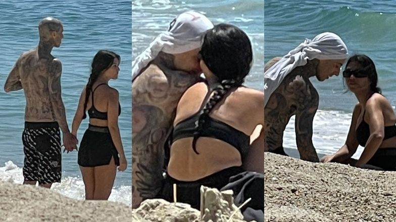 Kourtney Kardashian i Travis Barker wymieniają czułości na plaży