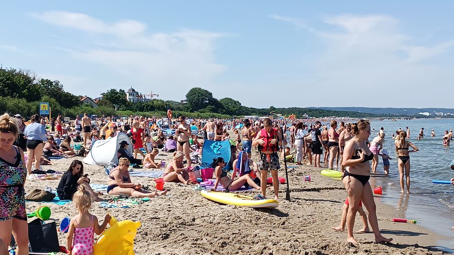 Plaża w Gdańsku-Brzeźnie w sobotę 12 sierpnia 