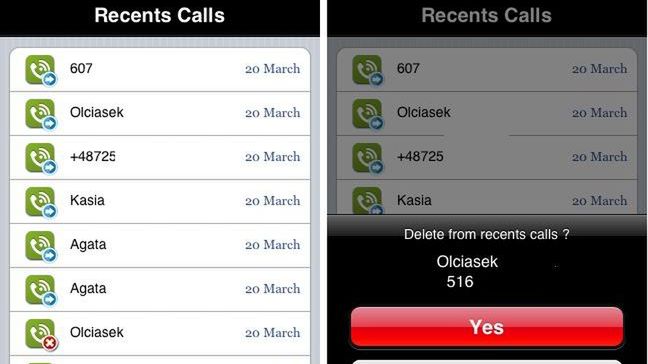 Usuwanie poszczególnych połączeń w iPhonie 1