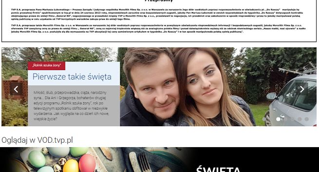 Telewizja Polska przeprasza prezesa Monolith Films za naruszenie dóbr osobistych