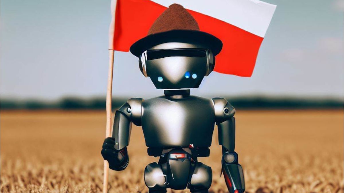 Robot z polską flagą