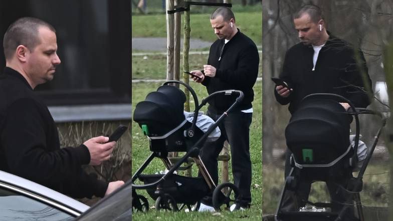 Marcin Hakiel wybrał się na spacer z synkiem Romeo