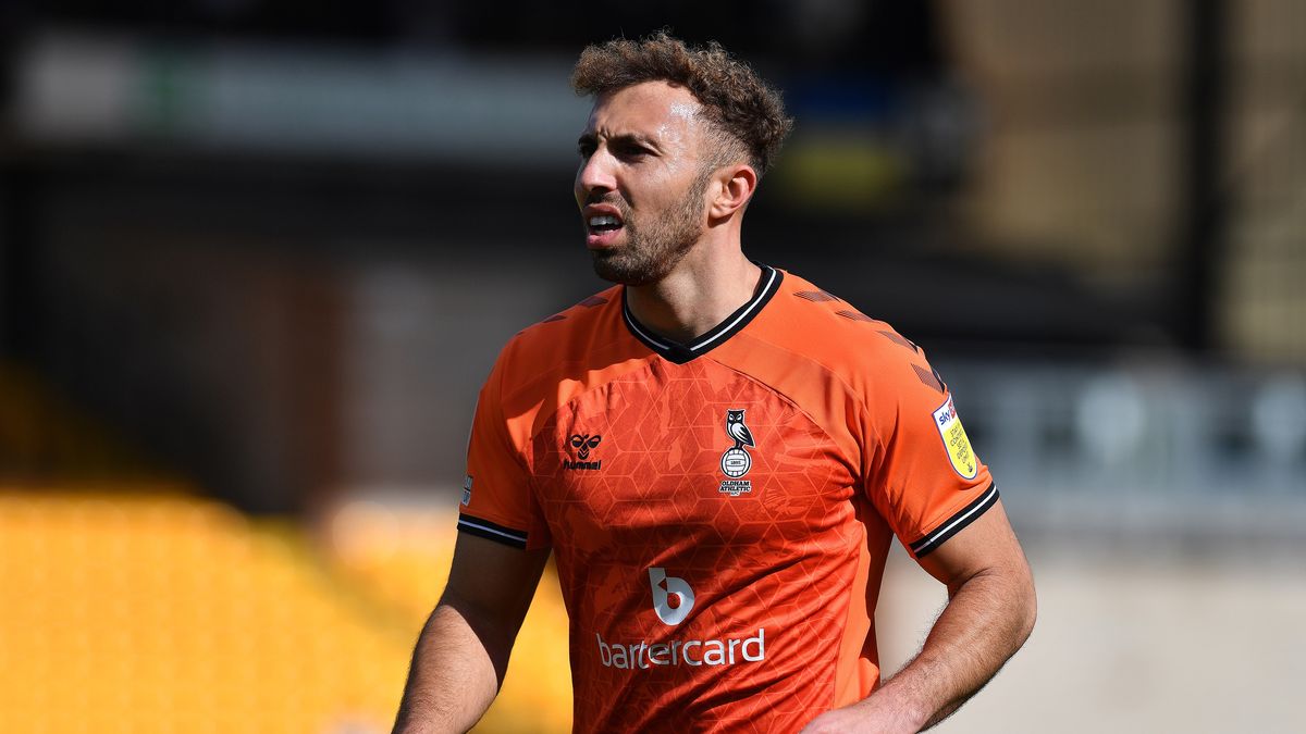 Oldham Athletic's Hallam Hope during the Sky Bet League 2 match between Port Vale and Oldham Athletic at Vale Park, Burslem on Saturday 9th April 2022. (Photo by Eddie Garvey/MI News/NurPhoto via Getty Images)