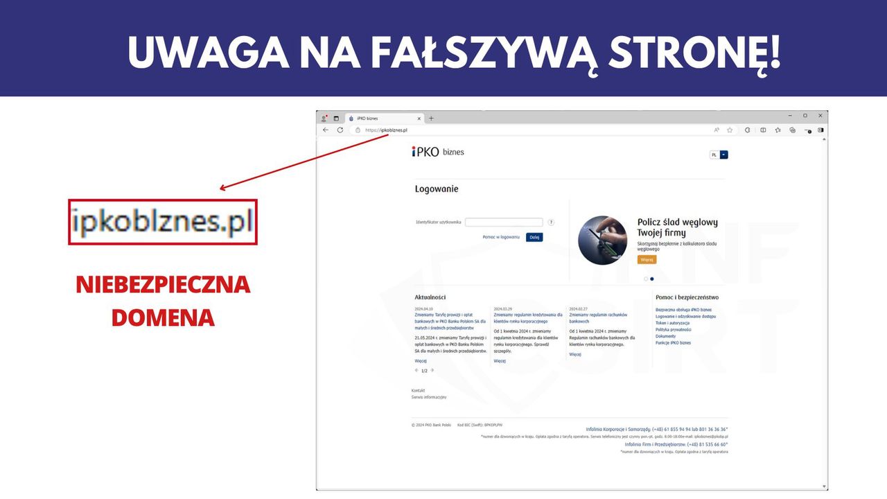 Uwaga na fałszywą stronę logowania do PKO BP