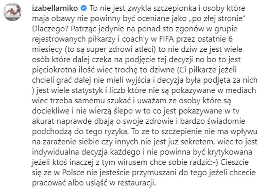 Izebella Miko straszy szczepionkami 
