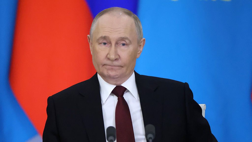 President Putin Receives Kazakh President Kassym-Jomart Tokayev
MOSCOW, RUSSIA - NOVEMBER 12:   Russian President Vladimir Putin grimases during a signing ceremony at the Grand Kremlin Palace, on November 12, 2025 in Moscow, Russia. Kazakhstan's President is having a state visit to Russia. (Photo by Contributor/Getty Images)
Contributor