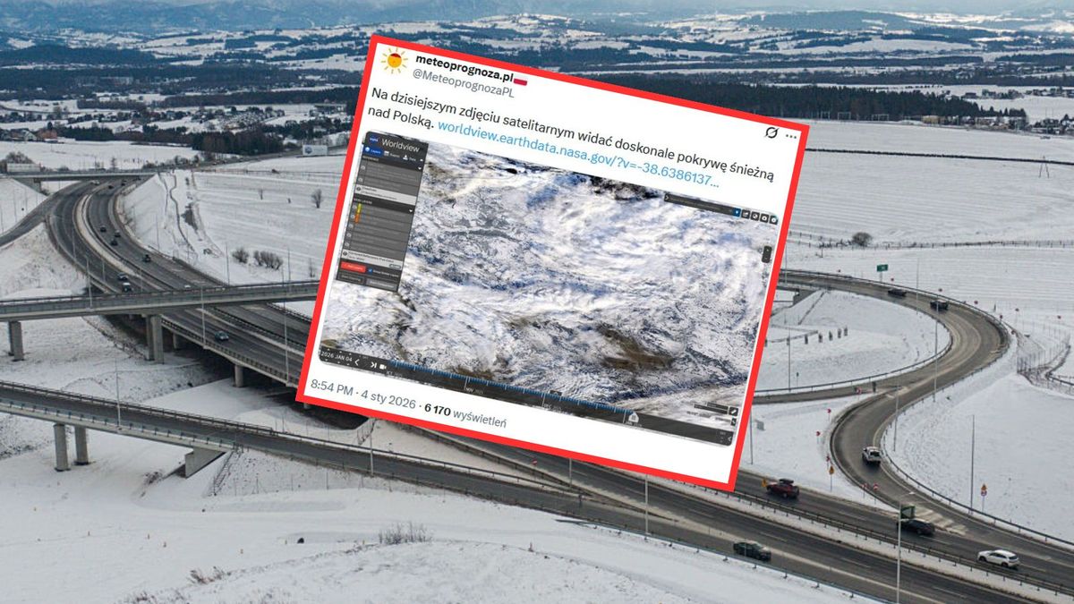 Śnieg zalega w Polsce - zdjęcie satelitarne