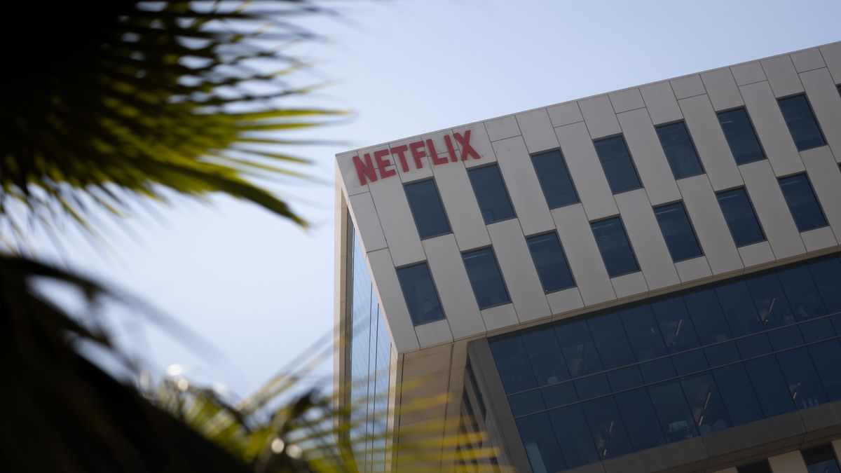 Los Angeles, CA - October 18: A Netflix building at the corner of N. Van Ness Avenue and Sunset Boulevard, in Los Angeles, CA, Wednesday, Oct. 18, 2023. (Jay L. Clendenin / Los Angeles Times via Getty Images)
