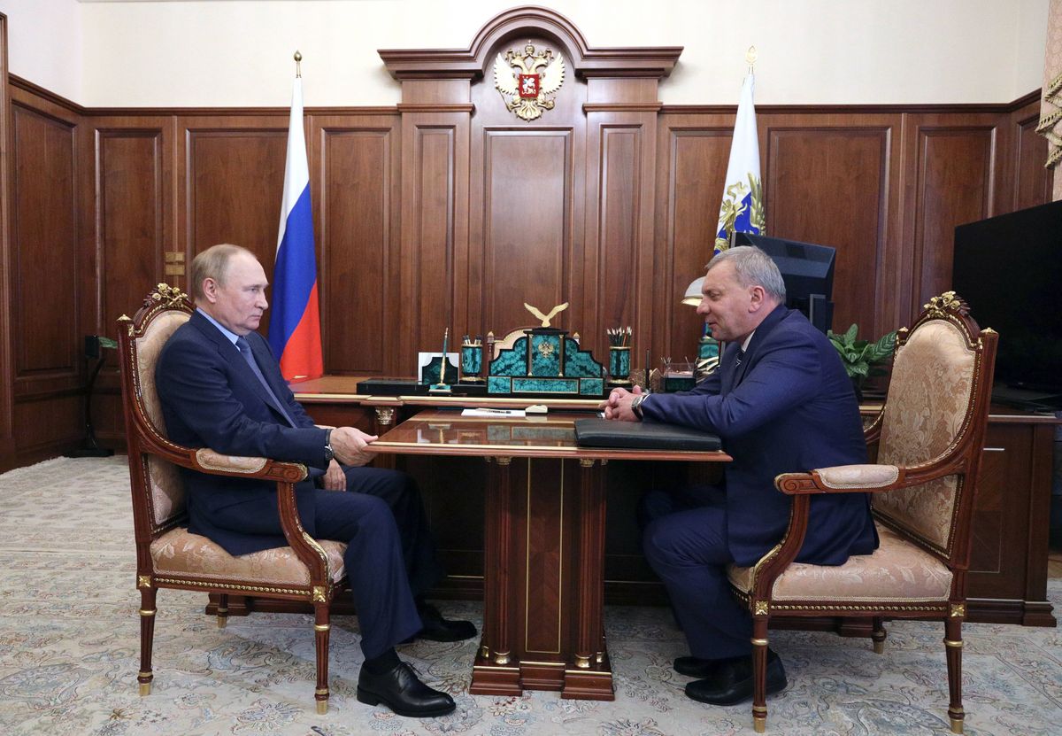 Władimir Putin i nowy szef Roscosmosu Jurij Borisow