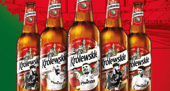 Piłkarze Legii znów na etykietach piwa Królewskiee