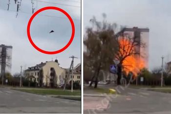 Dron uderza prosto w blok mieszkalny. Przerażające nagranie z Ukrainy