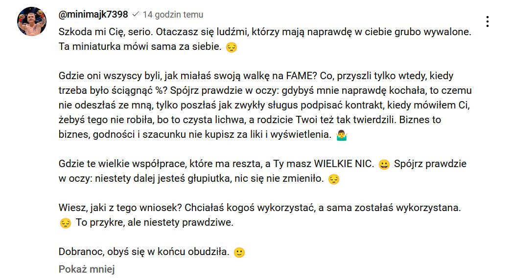 Mini Majk wbija szpilę swojej byłej partnerce Paulinie Kozłowskiej 