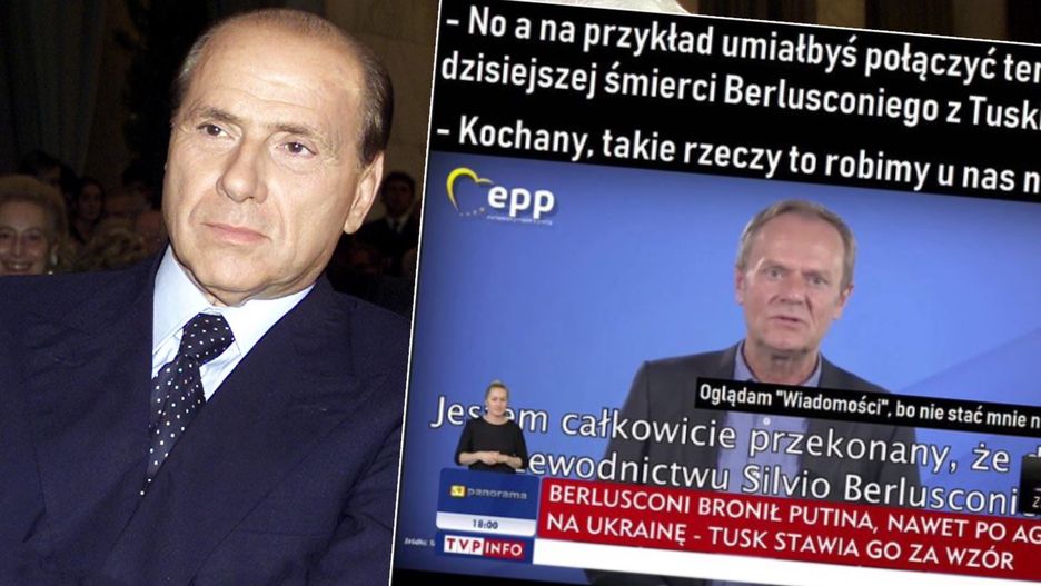 Zmarł Silvio Berlusconi. Czemu w TVP Info mówiono z tej okazji o Donaldzie Tusku?