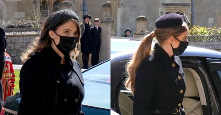 Księżniczki Eugenia i Beatrycze na pogrzebie księcia Filipa