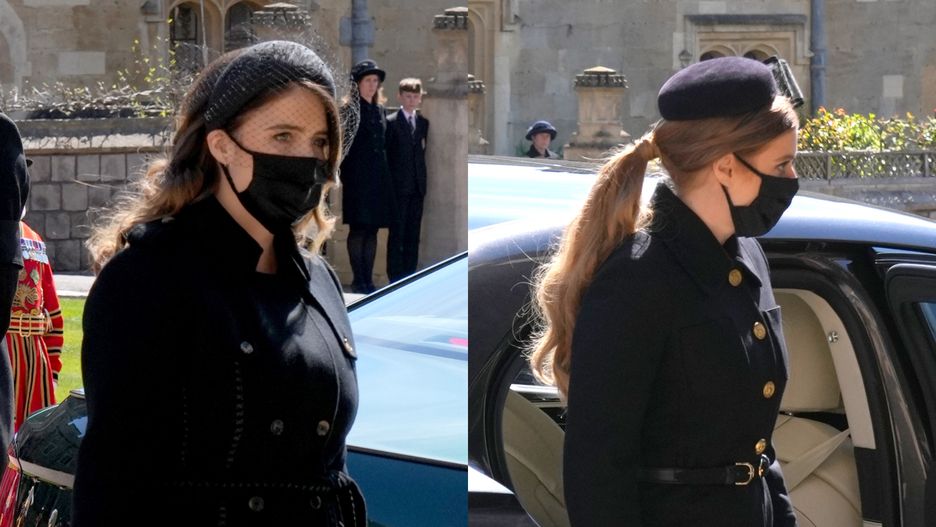 Księżniczki Eugenia i Beatrice na pogrzebie Filipa