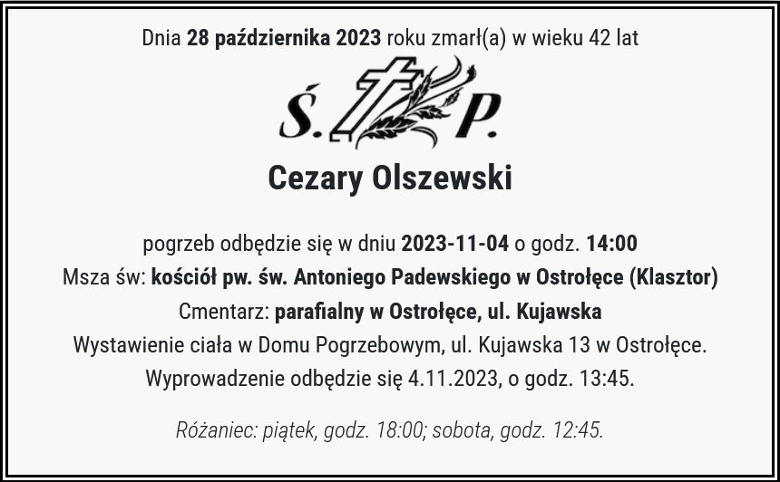 Nekrolog Cezarego Olszewskiego