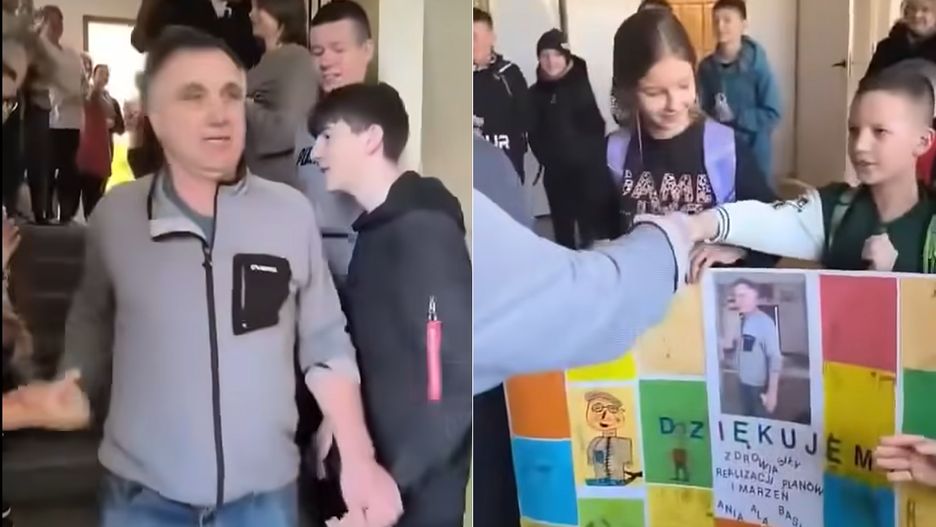 Uczniowie pożegnali pracownika szkoły. Wzruszające nagranie krąży w sieci
