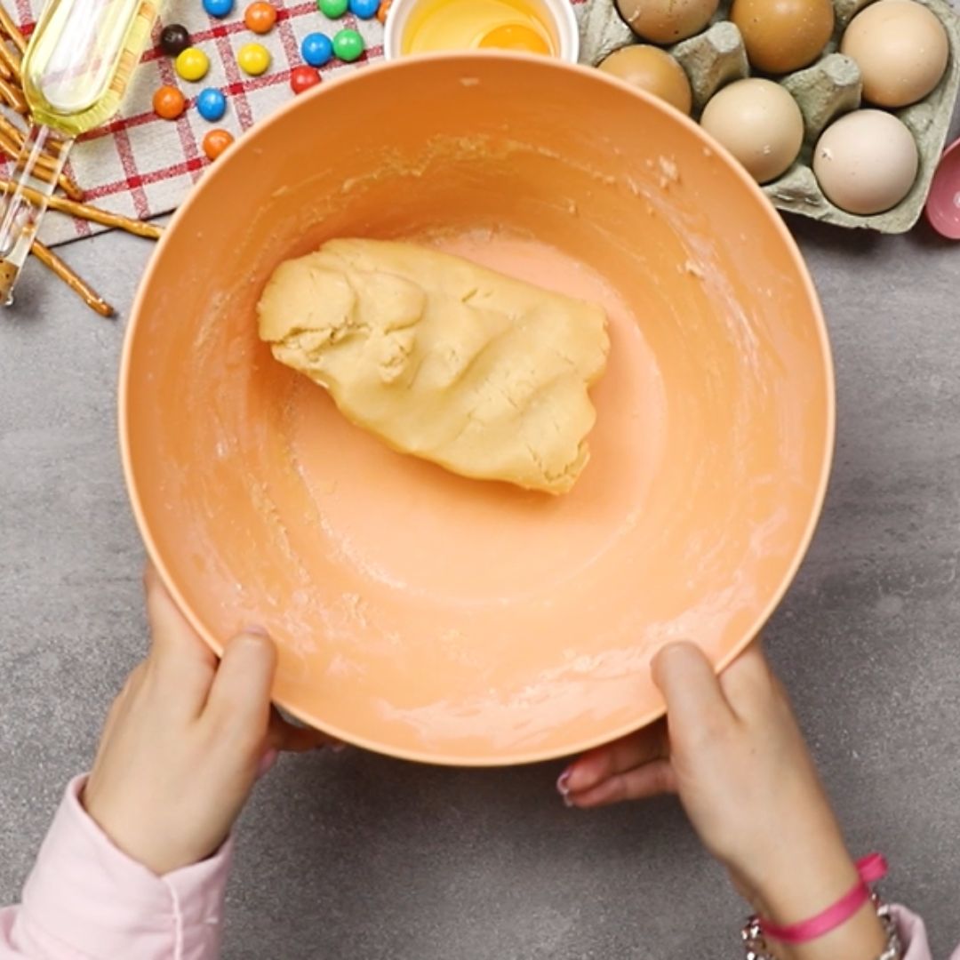 This is how the dough should look after combining the ingredients