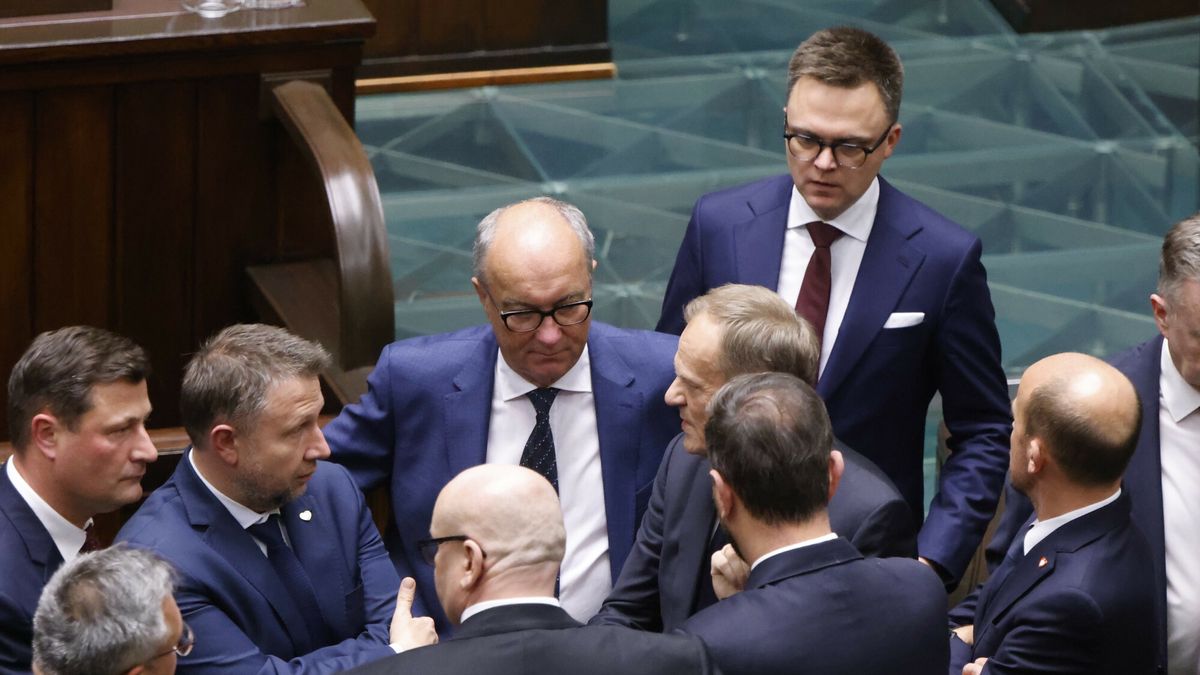 Inauguracyjne posiedzenie Sejmu X kadencji
13.11.2023 Warszawa Sejm 1. posiedzenie Sejmu X kadencji Fot. Filip Naumienko/REPORTER
N/z: Krzysztof Paszyk, Marcin Kierwinski, Wlodzimierz Czarzasty, Donald Tusk, Szymon Holownia
Filip Naumienko/REPORTER